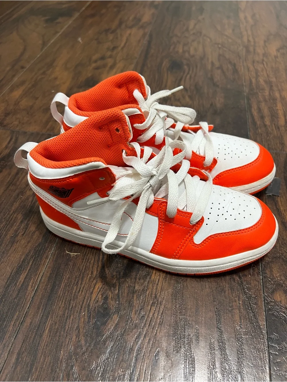 Jordan Kids White and Orange High-Top Sneakers
